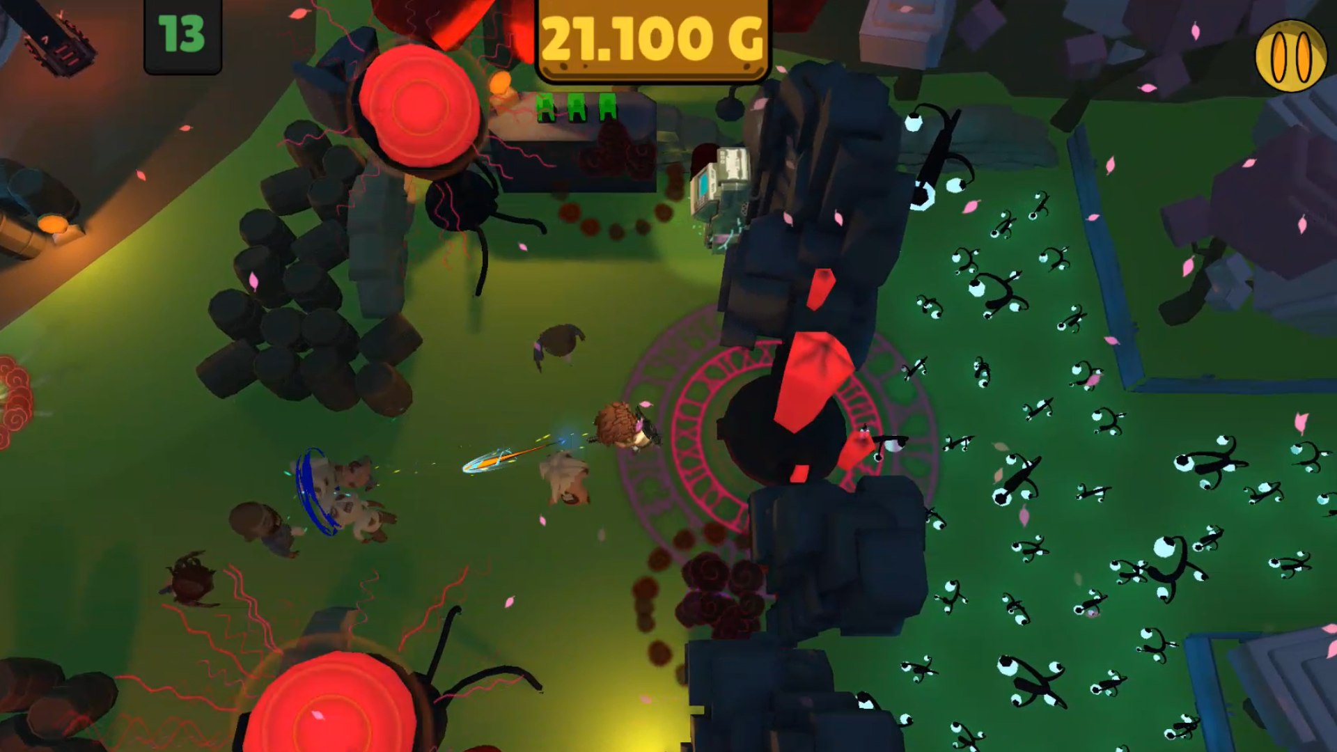 Artefactos de energía en oleadas tardías del shooter cenital para Android